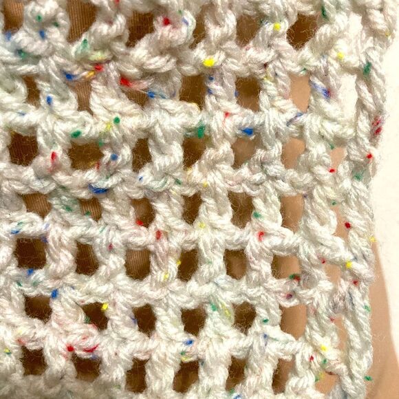 Sprinkled Donut Fashion SCARF Windowpane Crocheted 58 x 4.5 inches - Picture 10 of 11